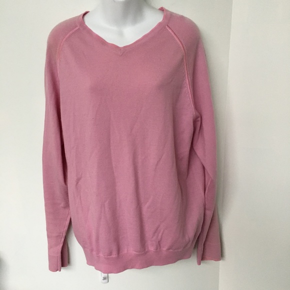 Ian Poulter Design Sweater V Neck Pullover Size M Pink 100% Merino Wool - Picture 1 of 7